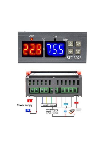 Alkatronik-Stc-3028 Isı Ve Nem Termostatı Çift Ekran 220V Isıtıcı Soğutucu