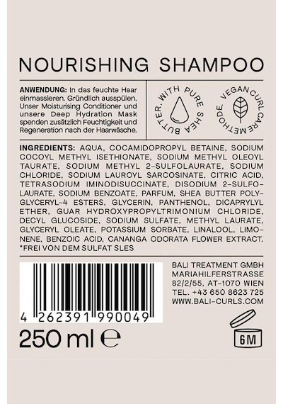 Bali Curls Kıvırcık Saçlar İçin Besleyici Şampuan 250 ML
