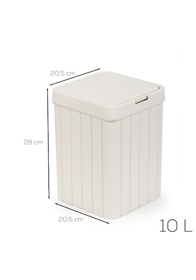 Porsima G-853 Linny Kare Çöp Kutusu Banyo Mutfak Çöp Kovası Kapaklı Banyo Çöp Kovası 10lt Bej
