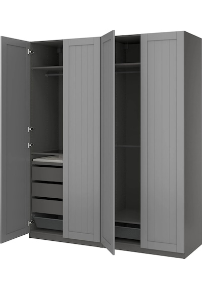 Ikea Koyu Gri Şık Kapaklı Gardırop 200x60x236 Cm