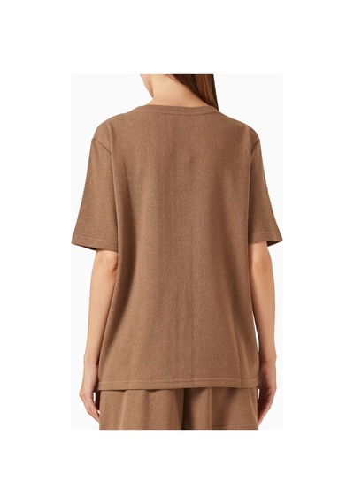 Enandı Brown Textured T-shirt, Dokulu Pamuklu Hafif Ve Nefes Alabilir Üst Kahverengi
