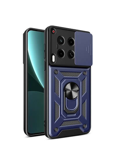 Zore Tecno Camon 30 Kılıf Magnetik Standlı Kamera Korumalı Msra Sürgülü Vega Kapak-mavi Mavi