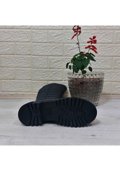 M.p 2752 Siyah Fermuarlı İçi Kürklü 46cm Paraşüt Bayan Çizme 001