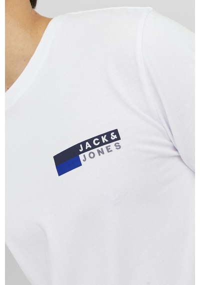 Jack & Jones Erkek T Shirt 12233999 Beyaz-mavi Beyaz - Mavi