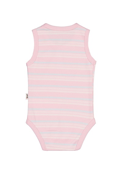 Civil Baby Çizgili Fiyonklu 1-3 Yaş Çıtçıtlı Badi - Pembe
