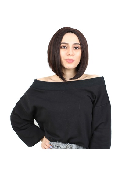 Kahkülsüz Düz Kısa Fiber Sentetik Peruk / Koyu Kahve - Zmff-713783 Renkli