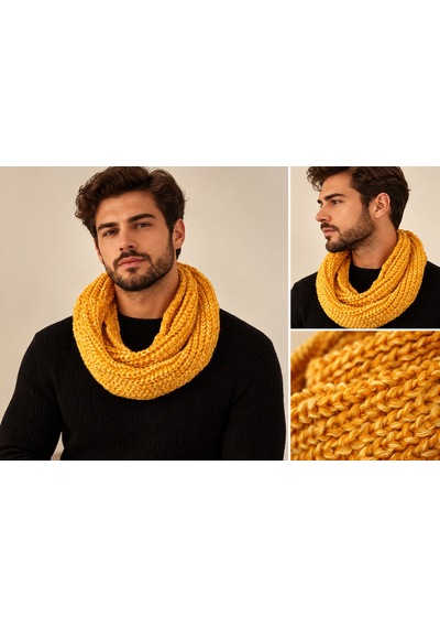 Boldy Örme Boyunluk Triko Atkı Hardal Unisex (528290235)