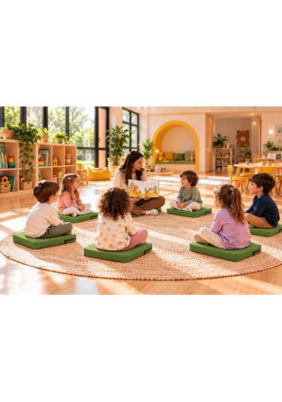 40x40x5 Cm Kare Minder - Sandalye Minderi - Kreş Anaokulu Oyun Aktivite Minderi - Bahçe Dekor Minderi Yeşil