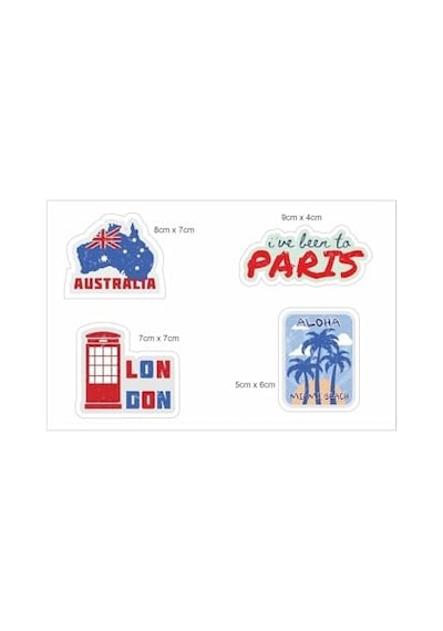 Bavul, Valiz, Seyahat Çantaları Için Turistik Şehirler Temalı Sticker Çıkartma Seti 13 Parça Abanoz