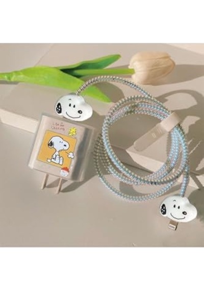 İphone 18w/20w İle Uyumlu Snoopy Şarj Kılıfı, Şarj Kablosu Örme Aparatı, Toparlayıcı, Kablo Koruyucu