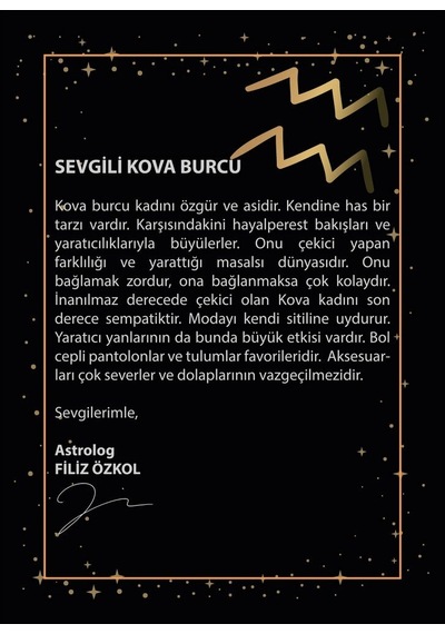 14 Ayar Sarı Altın Kova Burç Kolye