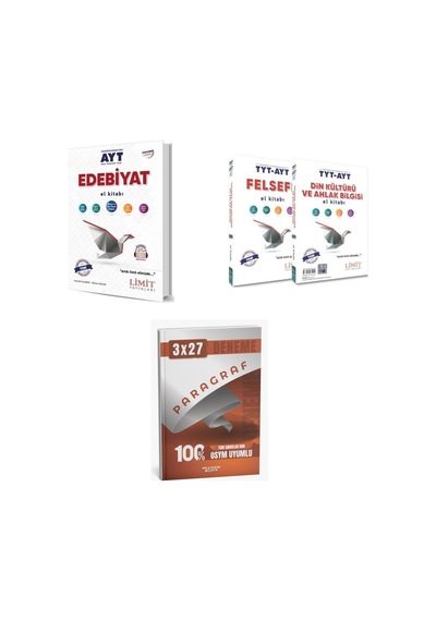 2027 Limit Ayt Edebiyat + Din + Felsefe Tyt Din Kültürü Ve Ahlak Bilgisi Felsefe El Kitabı + Ankapade 3'lü Set