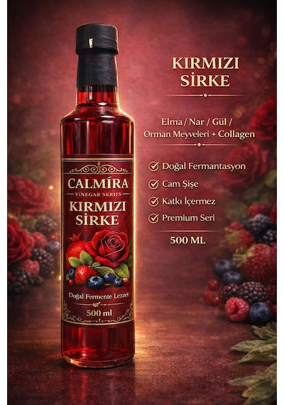 Calmira Kırmızı Sirke 500 Ml / Elma / Nar / Gül / Orman Meyveleri + Collagen