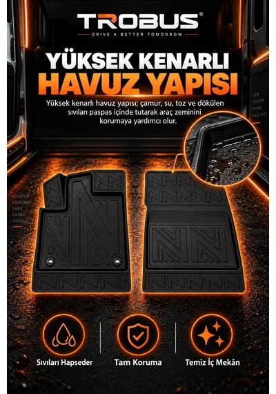 Citroen Berlingo Panelvan 2020 Carbon Desenli Premium 3d Havuzlu Oto Paspas 2 Parça Ön Takım