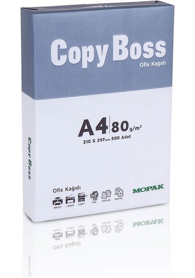 Mopak Copy Boss A4 80 Gr/m² Fotokopi Kağıdı 500 Sayfa 5'li Paket / Koli
