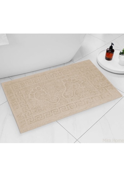 2 Li Ayak İzli Banyo Ayak Havlusu %100 Pamuklu Renkli 50x70 Cm Menom Kahve
