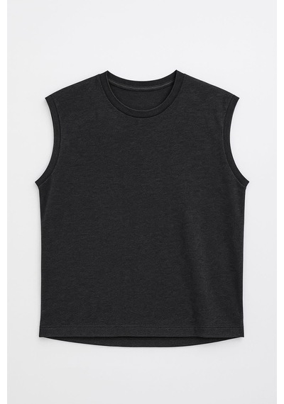 Markapia Man Erkek Bisiklet Yaka Sıfır Kol %100 Pamuk T-shirt Antrasit