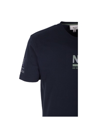 Erkek Tişört Bisiklet Yaka Lacivert Slim Fit Baskılı T-shirt Ncs Jeans 1296 Lacivert