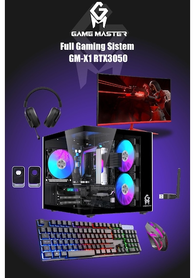 Game Master GM-X1 R5 5500 16 GB 512 GB M.2 SSD RTX3050 23.8" Free Dos Masaüstü Oyuncu Bilgisayarı