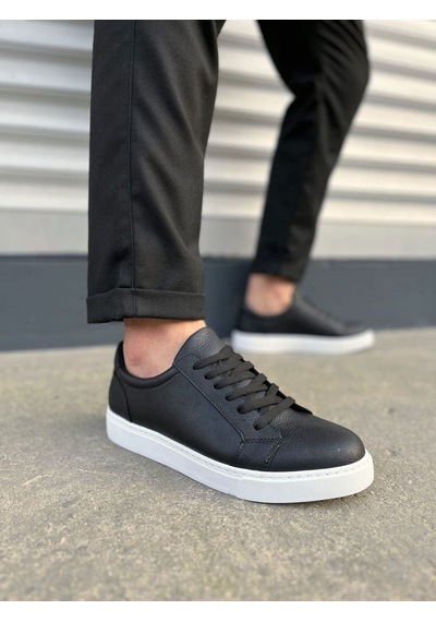 Aymood Jy165 Elite Bağcıklı Cilt Erkek Günlük Sneaker Ayakkabı Cbt - Siyah