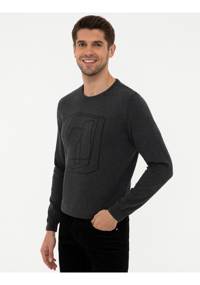 Pierre Cardin Gri Melanj Slim Fit Bisiklet Yaka Triko Kazak Pierre Cardin Gri Melanj Slim Fit Bisiklet Yaka Triko Kazak