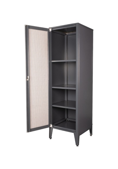 Alfafonet Ziglat Serisi Kilitli Metal Home Office Dolabı %70 Perfore Kapaklı Antrasit Gri Ral 7016 450x1500x450 Mm