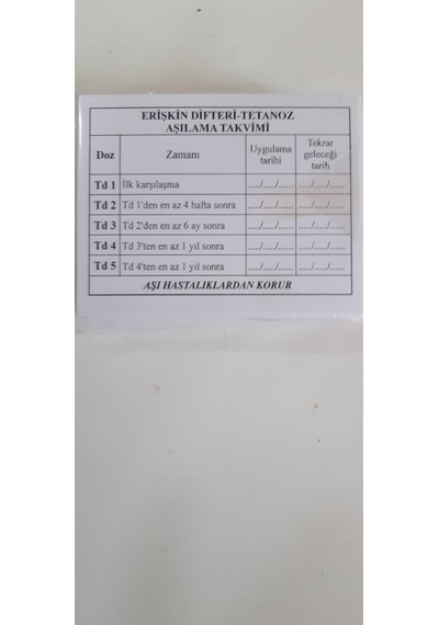 Erişkin Difteri-Tetanoz Aşı Kartı