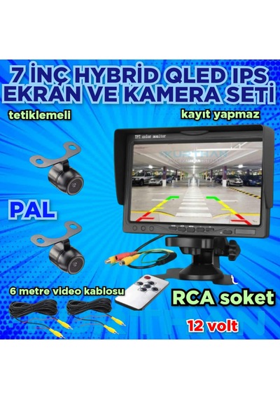 7'' Qled Ips Monitör Ve 2 Adet Kelebek Kamera Kayıt Yapmaz 12v