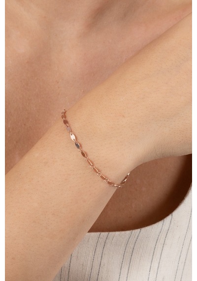 925 Ayar Gümüş Halhal Rose Mekik Pullu Halhal Barcode Gümüş - Rose Gold