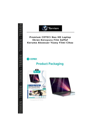 Premium Coteci Neo Hd Laptop Ekran Koruyucu Film Şeffaf Koruma Aksesuar Yüzey Filmi Cihaz