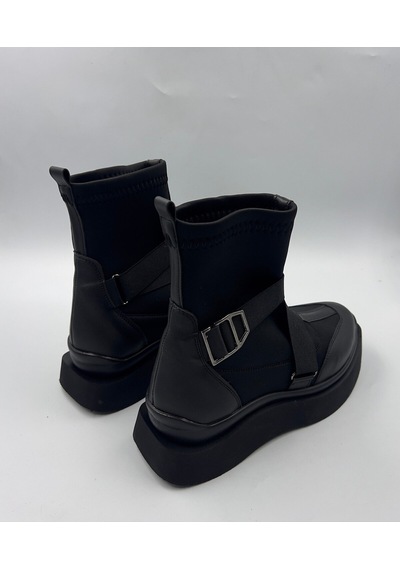 Dabab Shoes Adrinal Siyah Strej Kemer Detay Düz Taban Kadın Spor Bot