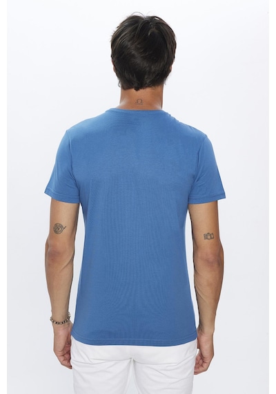 Tudors Erkek Slim Fit Dar Kesim Pamuk Yumuşak Dokulu Basic Mavi Bisiklet Yaka Tişört-31789-mavi Mavi