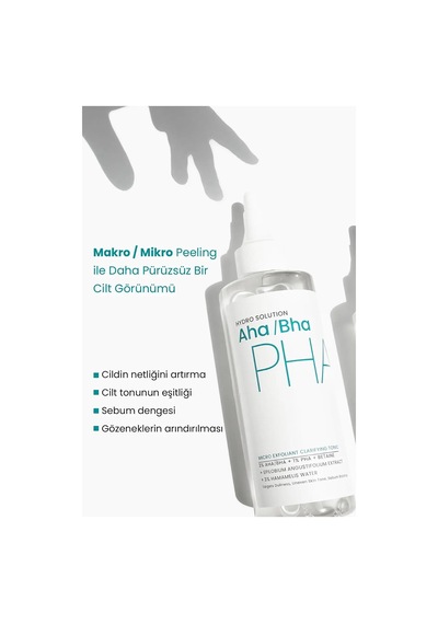 Hydro Solutıon Aha/bha Ve Pha Mikro Peeling Temizleyici Cilt Tonu Eşitleyici Tonik 200 Ml
