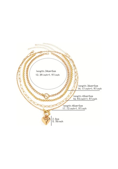 Girift Vintage Clam 4 Adet Gold Kolye Seti Gold