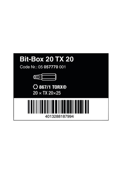 Wera 05057770001 Uç Seti, Uç Kutusu 20 Tx 20, 20 Parça