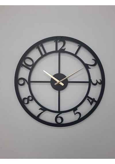 Rakamlı Metal Siyah Duvar Saati 1,5 Mm Kalınlık 60 X 60 Cm Siyah