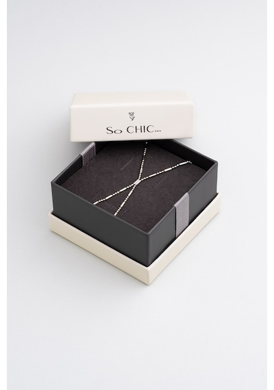 So Chic Minimal Stil 18 Ayar Beyaz Altın Kaplama 38 Cm Gümüş Şahmeran Rodyum
