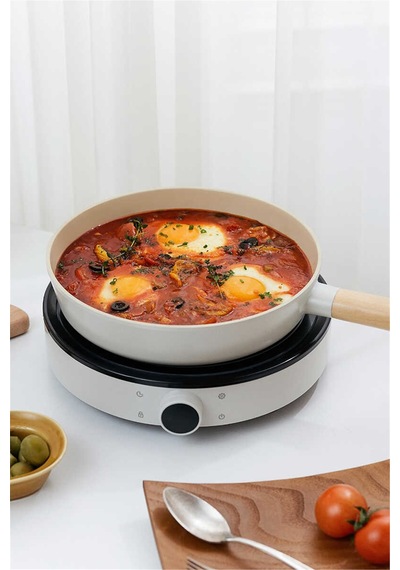 Fika Seramik Kaplama Tava 28 Cm - Bej-7355 Krem
