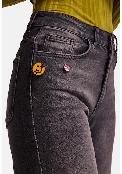 Kadın Koyu Kot 2w6-195 Flare Fit Emoji Icon Detaylı Tasarım Esnek Kumaş Denim Jean