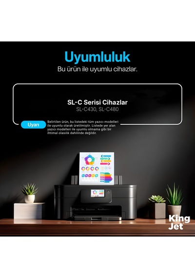Kingjet Samsung Uyumlu Clt-c404s Standart Kapasiteli Mavi Cyan Çipli Uyumlu  Toner