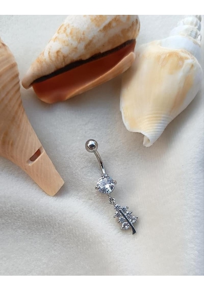 Göbek Piercing Medikal Çelik Vidalı Gri Kadın İthal 316 L Paslanmaz 15836 Genel