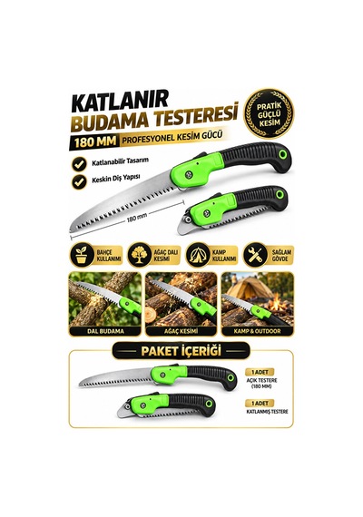 Katlanır Budama Testeresi 180 Mm Dal Kesme Testeresi