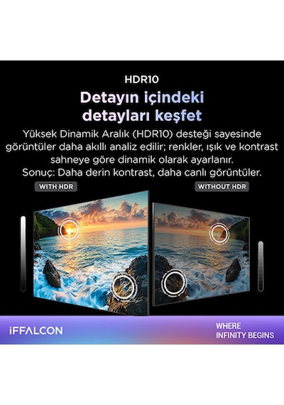 iFFALCON 50S55A 50" 2K QLED Smart TV FHD HDR 10 Gaming Google TV, Dolby Audio, Oyun Modu QLED TV (2026 Model)