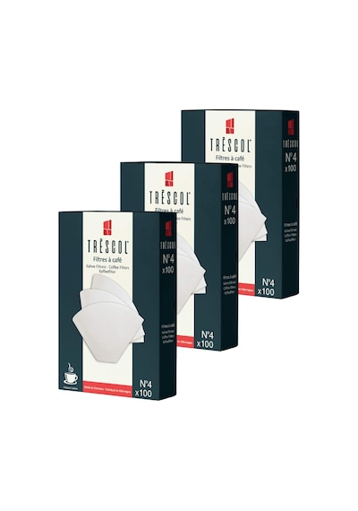 Trescol Kahve Filtresi 4 Numara Büyük Boy Beyaz Kağıt 3x100 300'lü Paket