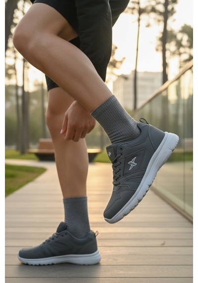 Enoch Unisex Yüksek Tabanlı Bağcıklı Yürüyüş Ve Koşu Spor Ayakkabı Günlük Sneaker Füme