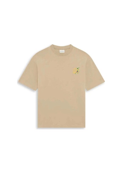 American Rag Cie 100% Pamuk D Raisin T - Shirt Önden Ve Arkadan D Nakışlı, Ribana Yaka Bej