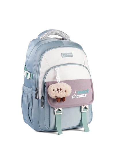 Relaxion 2462 Çocuk Bordo Peluş Anahtarlıklı Fonksiyonel Okul Çantası Gri Gri