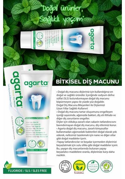 Doğal Bitki Özlü Florürsüz Beyazlatıcı Diş Macunu 100 Ml