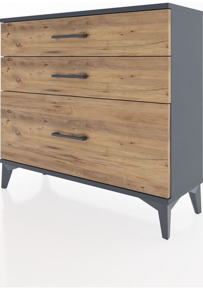 Arges Şifonyer 3 Çekmeceli 88x30x80 Antrasit-çam Antrasit