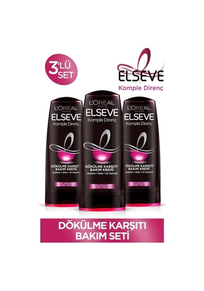 Elseve Komple Direnç Dökülme Karşıtı Saç Bakım Kremi 3x390 ML